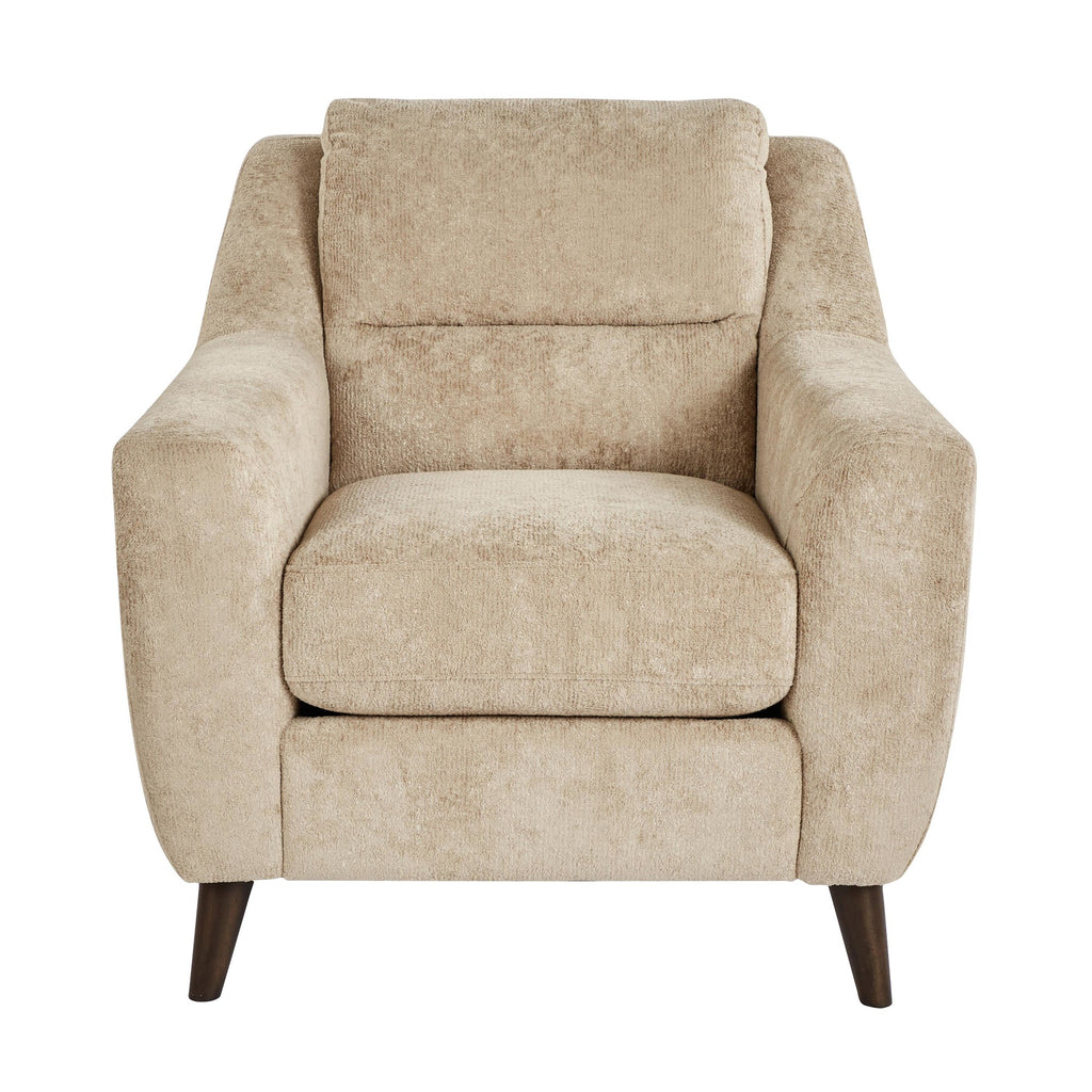 Carly Upholstered Armchair - Espresso Wood, Beige Fabric