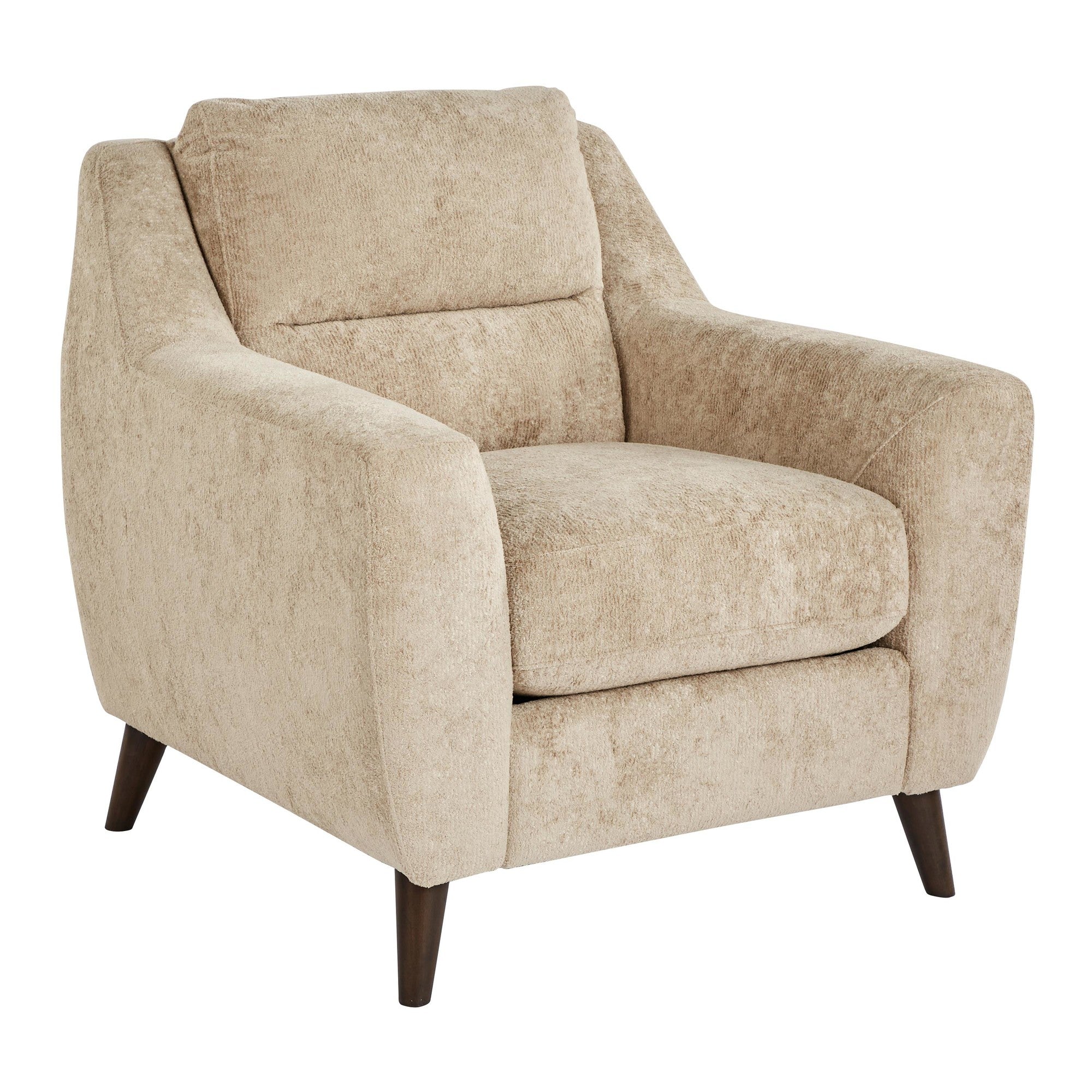 Carly Upholstered Armchair - Espresso Wood, Beige Fabric