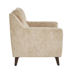 Carly Upholstered Armchair - Espresso Wood, Beige Fabric