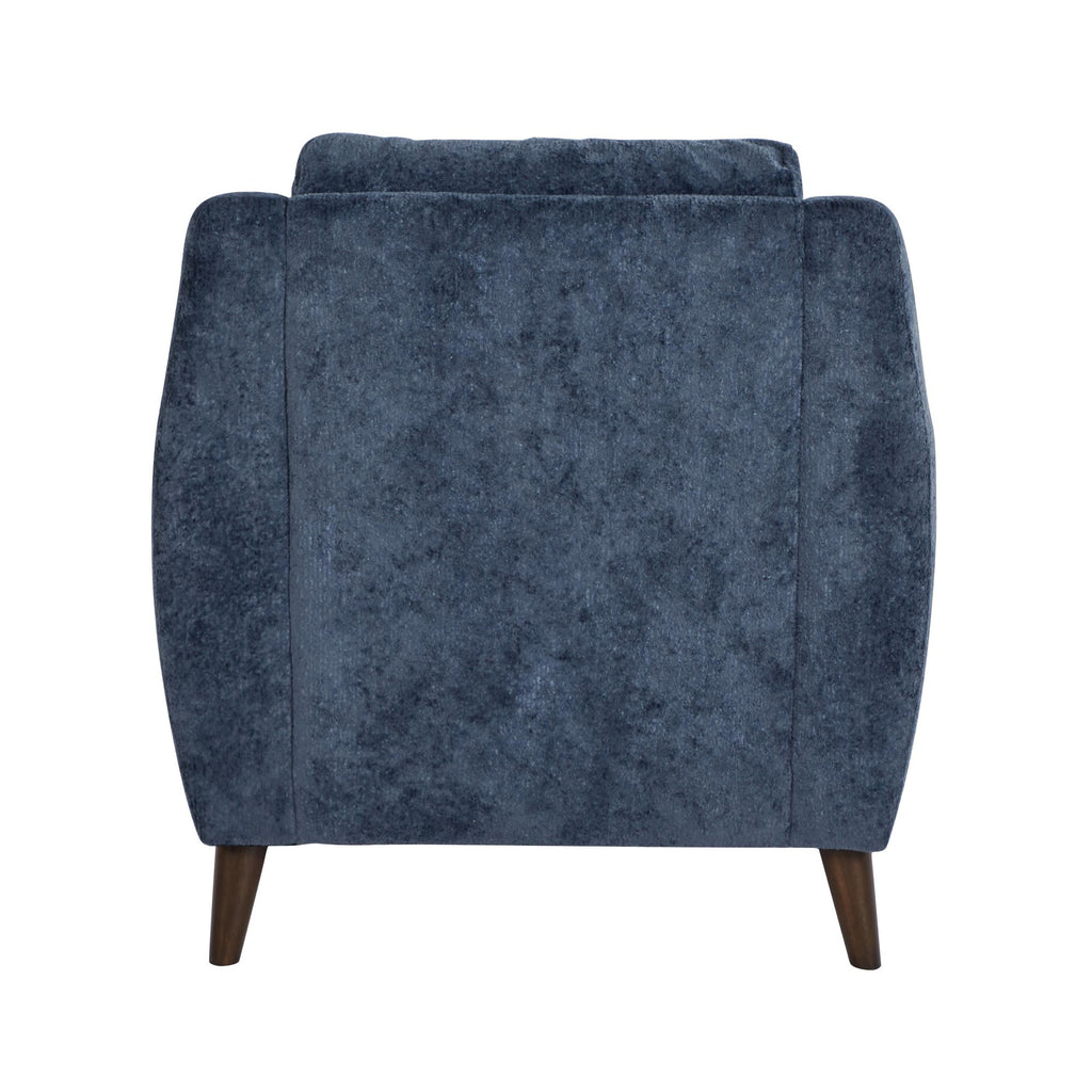 Carly Upholstered Armchair - Espresso Wood, Blue Fabric
