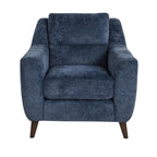 Carly Upholstered Armchair - Espresso Wood, Blue Fabric
