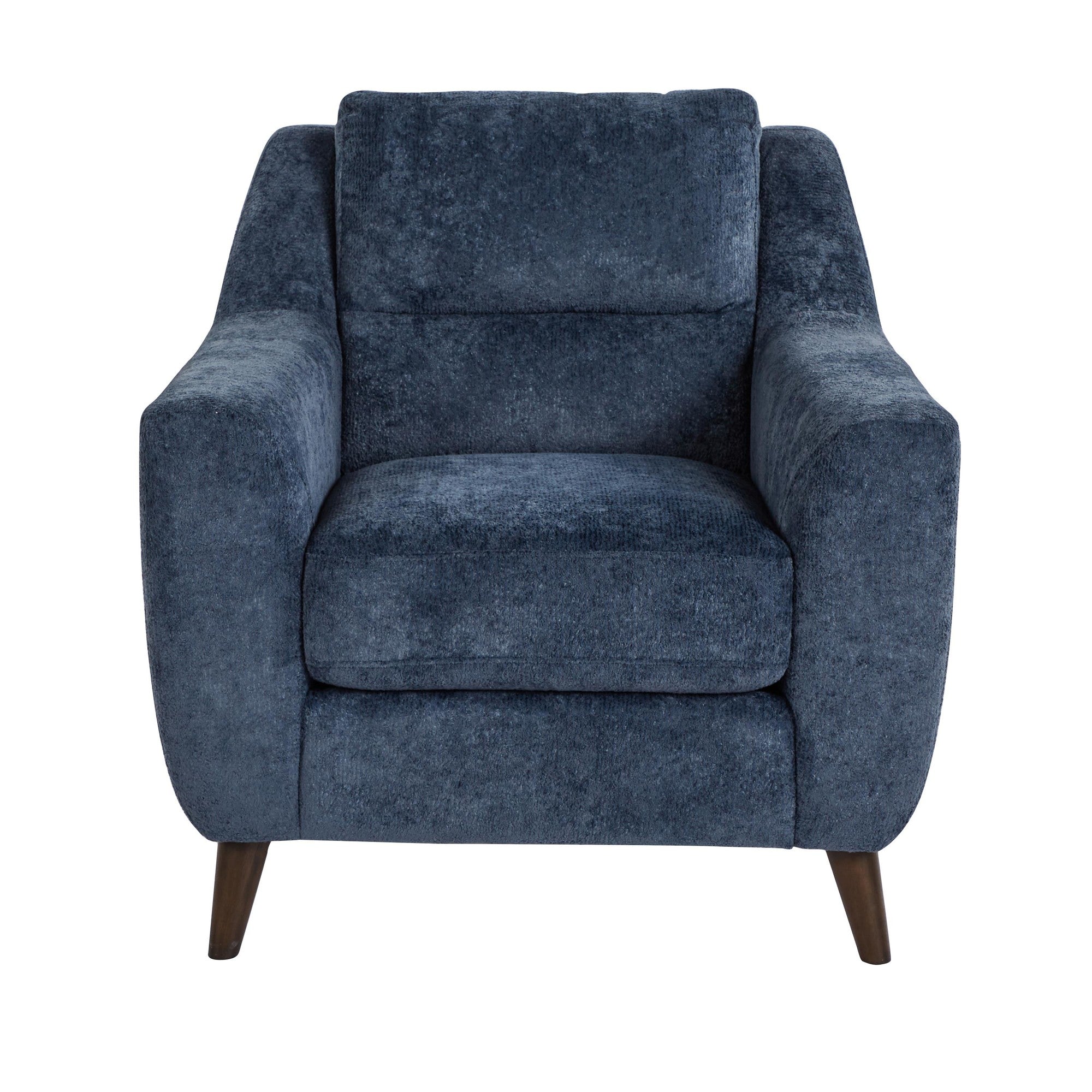 Carly Upholstered Armchair - Espresso Wood, Blue Fabric