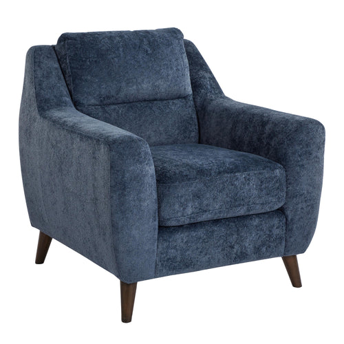 Carly Upholstered Armchair - Espresso Wood, Blue Fabric