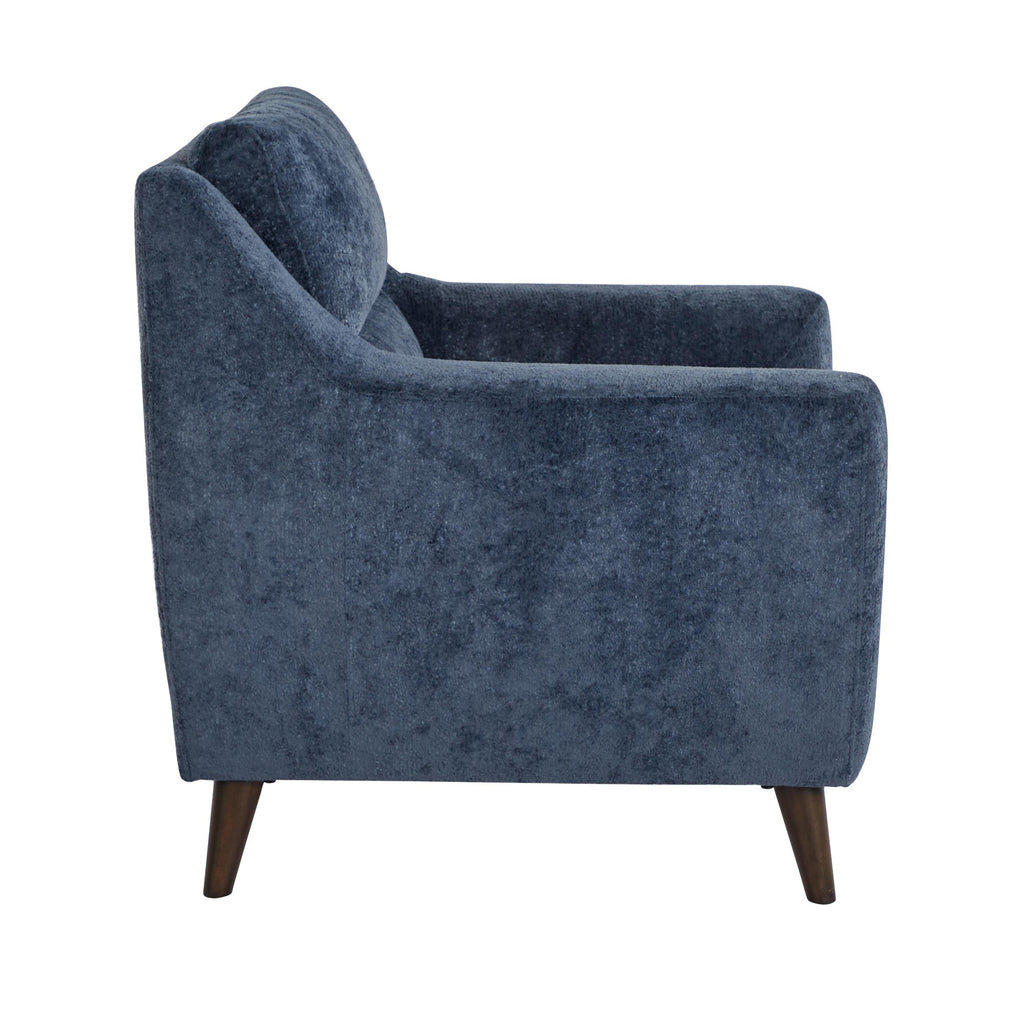 Carly Upholstered Armchair - Espresso Wood, Blue Fabric