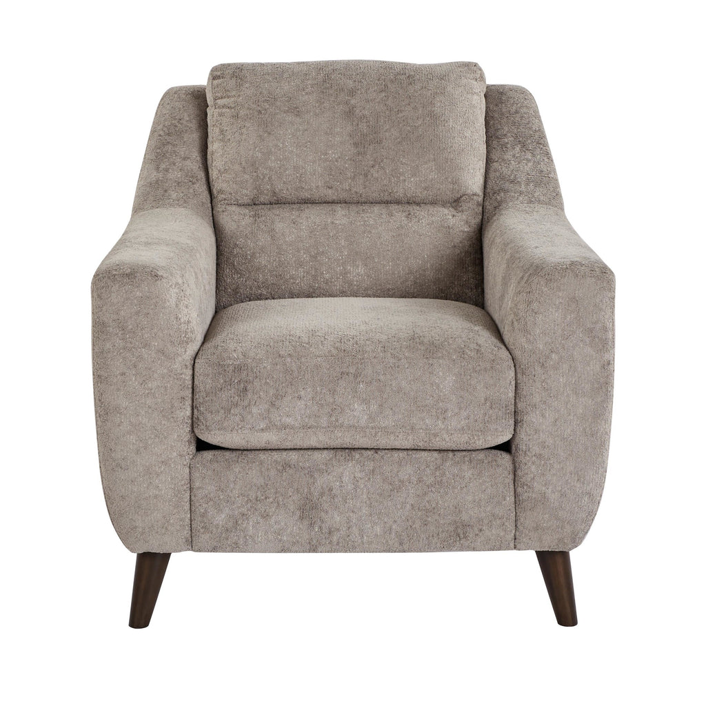 Carly Upholstered Armchair - Espresso Wood, Pewter Fabric