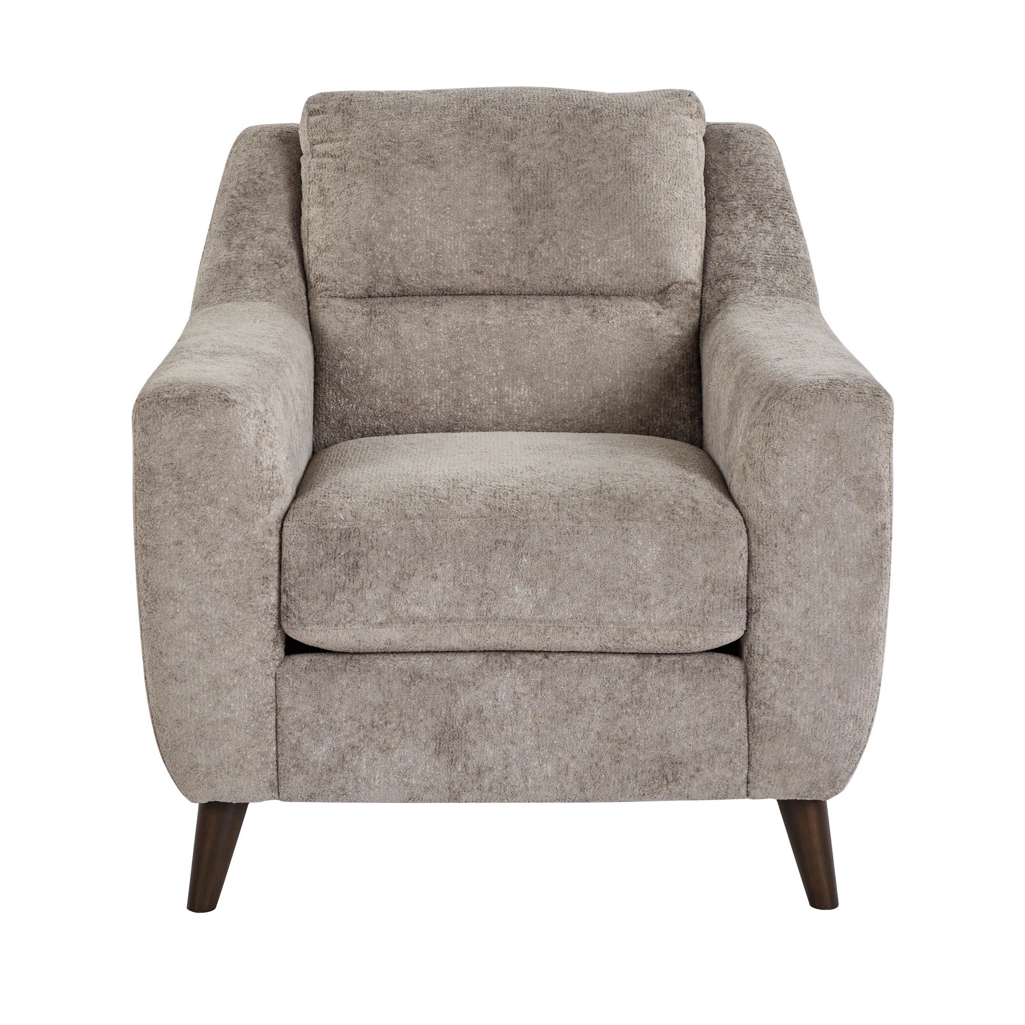 Carly Upholstered Armchair - Espresso Wood, Pewter Fabric