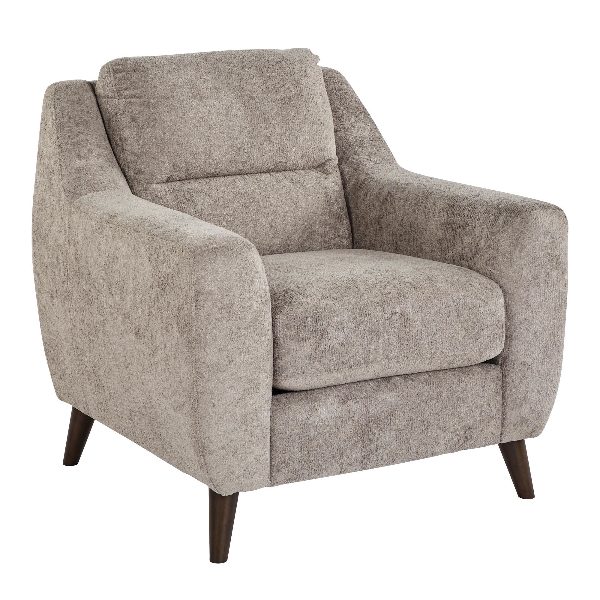Carly Upholstered Armchair - Espresso Wood, Pewter Fabric