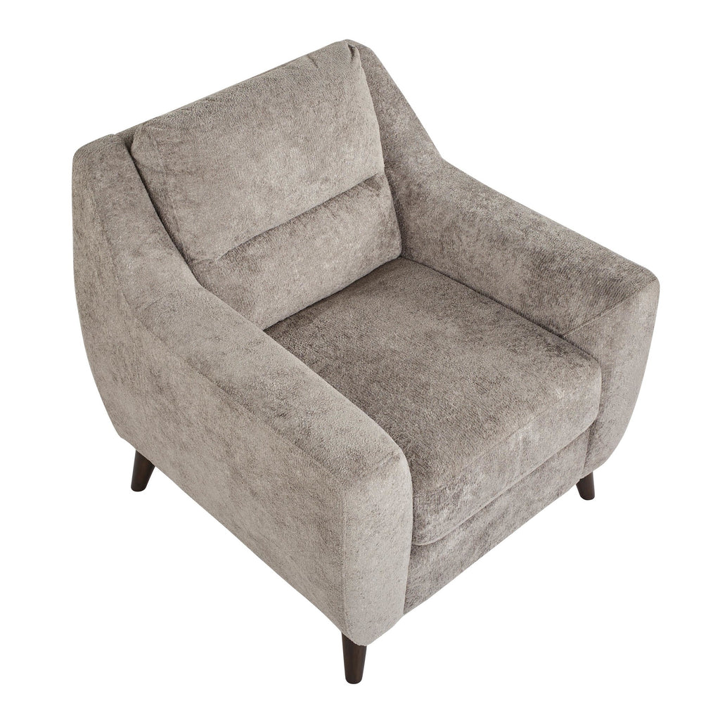 Carly Upholstered Armchair - Espresso Wood, Pewter Fabric