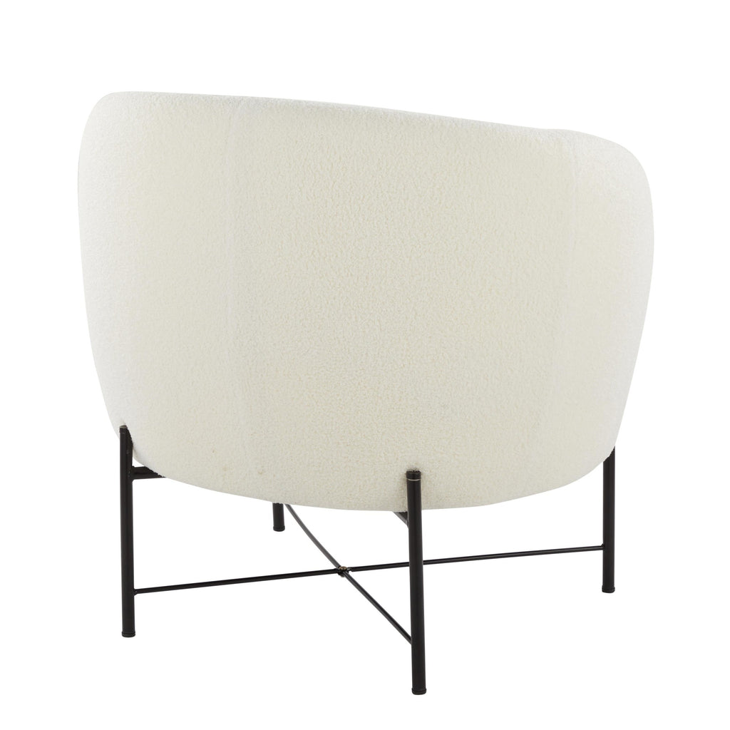 Chloe Accent Chair - Black Metal, White Sherpa