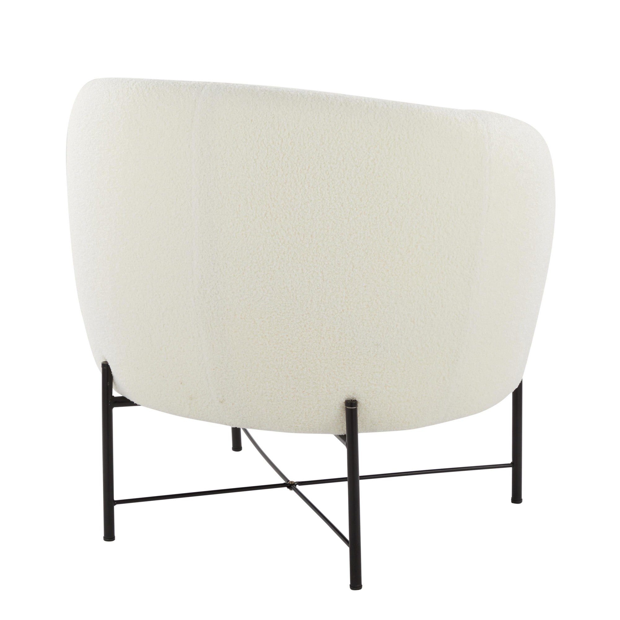 Chloe Accent Chair - Black Metal, White Sherpa