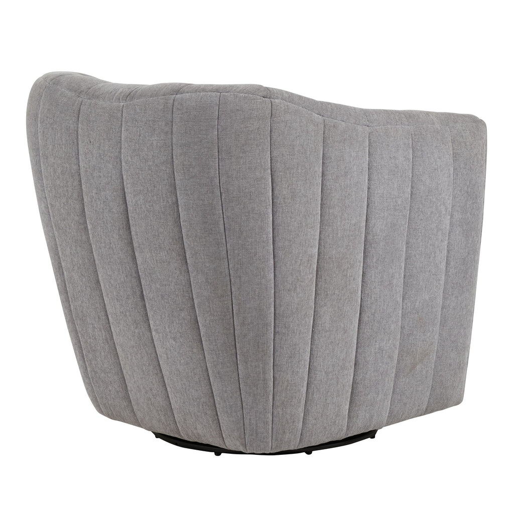 Finley Upholstered Swivel Accent Chair - Grey Fabric, Black Metal
