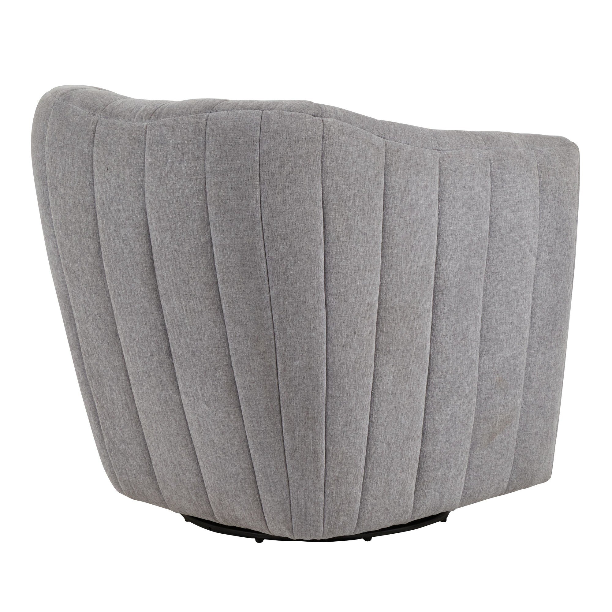 Finley Upholstered Swivel Accent Chair - Grey Fabric, Black Metal