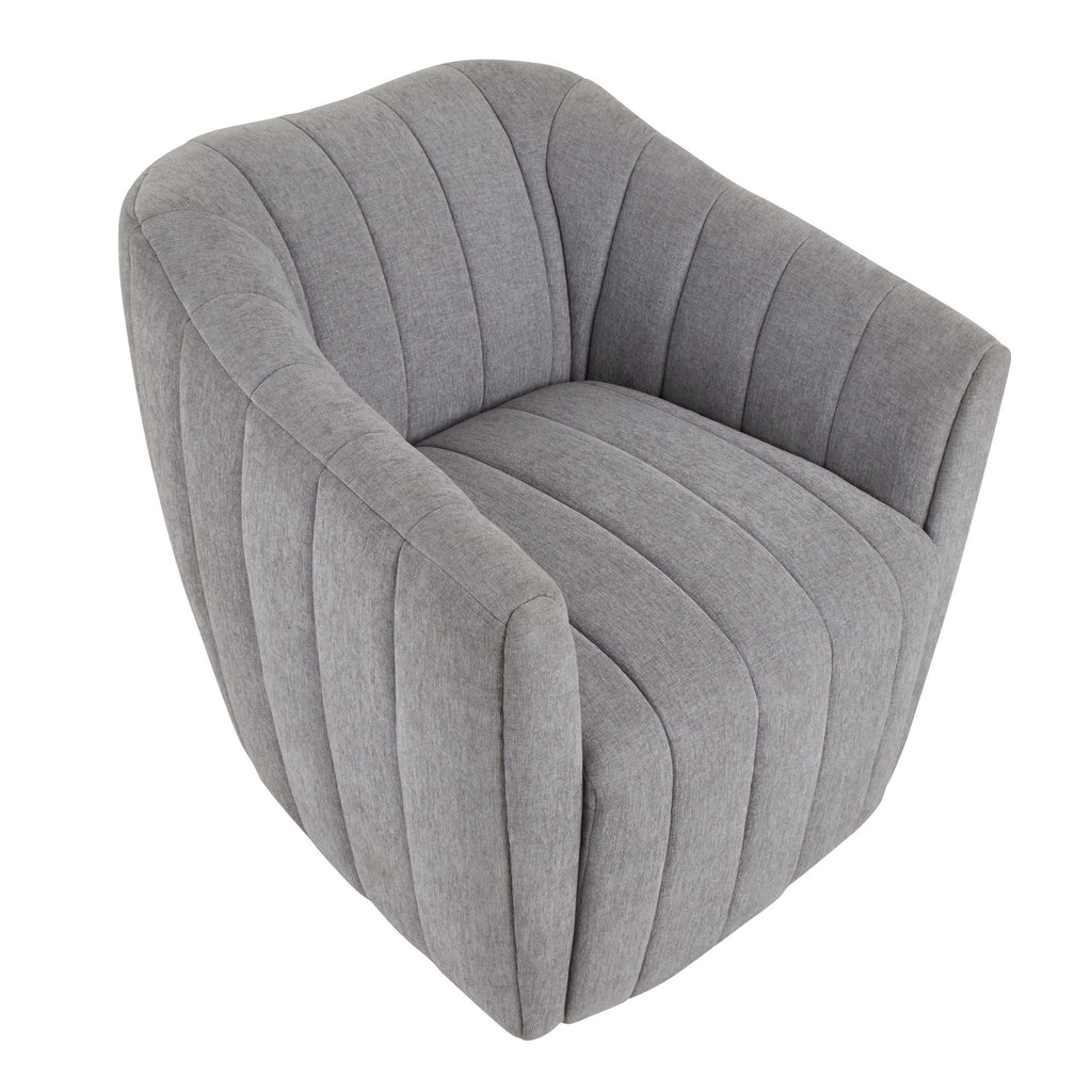Finley Upholstered Swivel Accent Chair - Grey Fabric, Black Metal