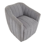 Finley Upholstered Swivel Accent Chair - Grey Fabric, Black Metal