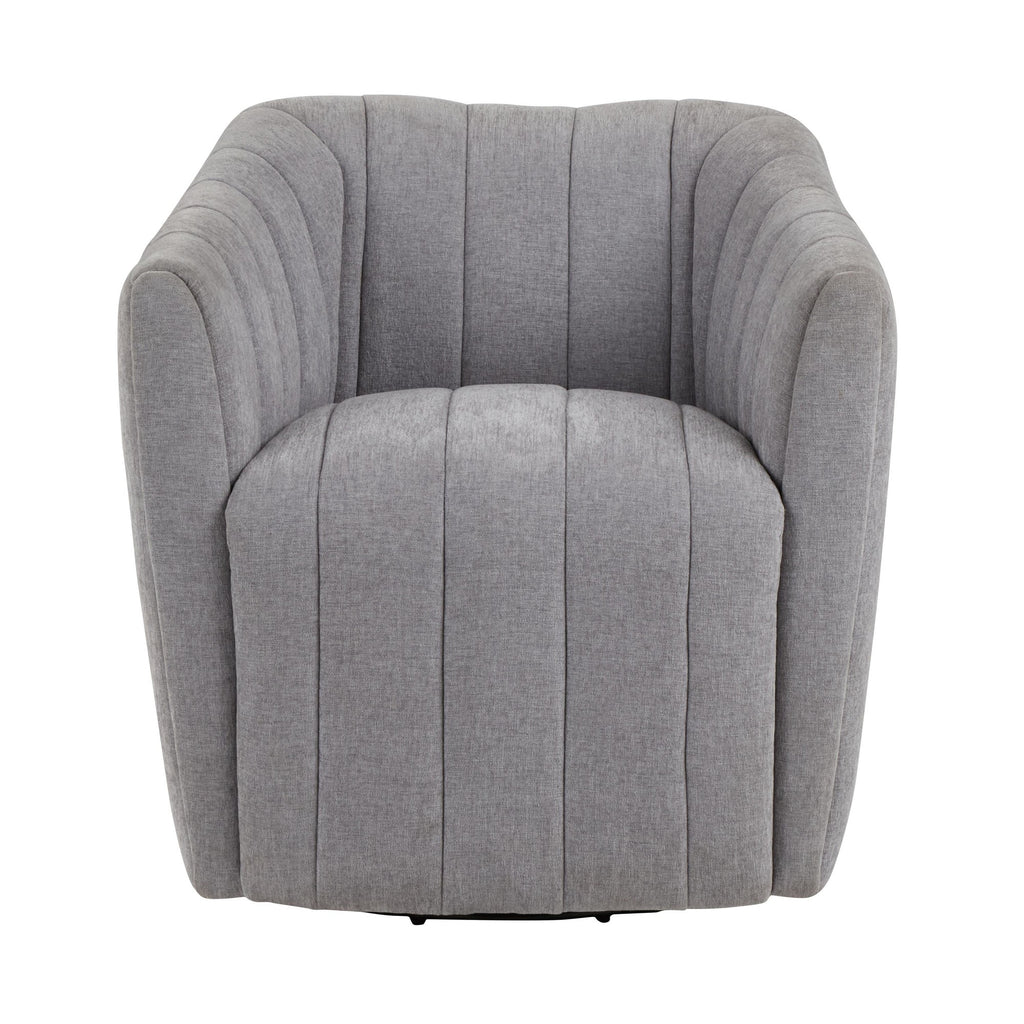 Finley Upholstered Swivel Accent Chair - Grey Fabric, Black Metal