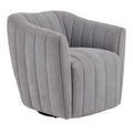 Finley Upholstered Swivel Accent Chair - Grey Fabric, Black Metal