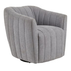 Finley Upholstered Swivel Accent Chair - Grey Fabric, Black Metal