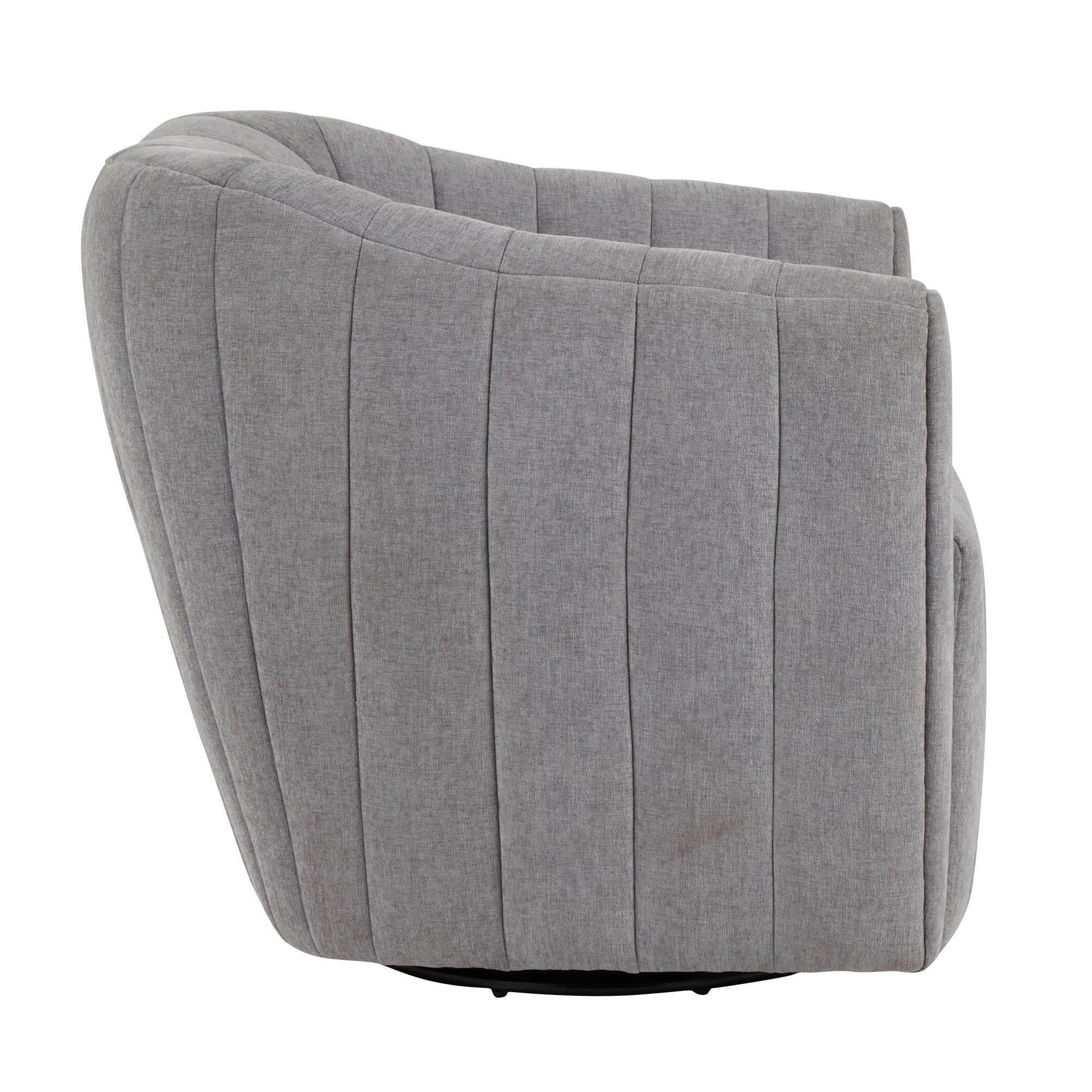Finley Upholstered Swivel Accent Chair - Grey Fabric, Black Metal