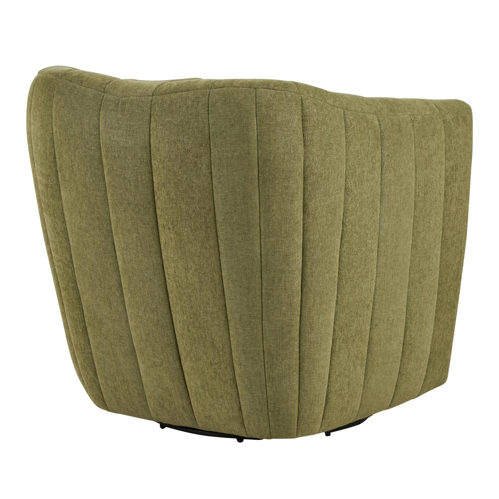 Finley Upholstered Swivel Accent Chair - Green Fabric, Black Metal
