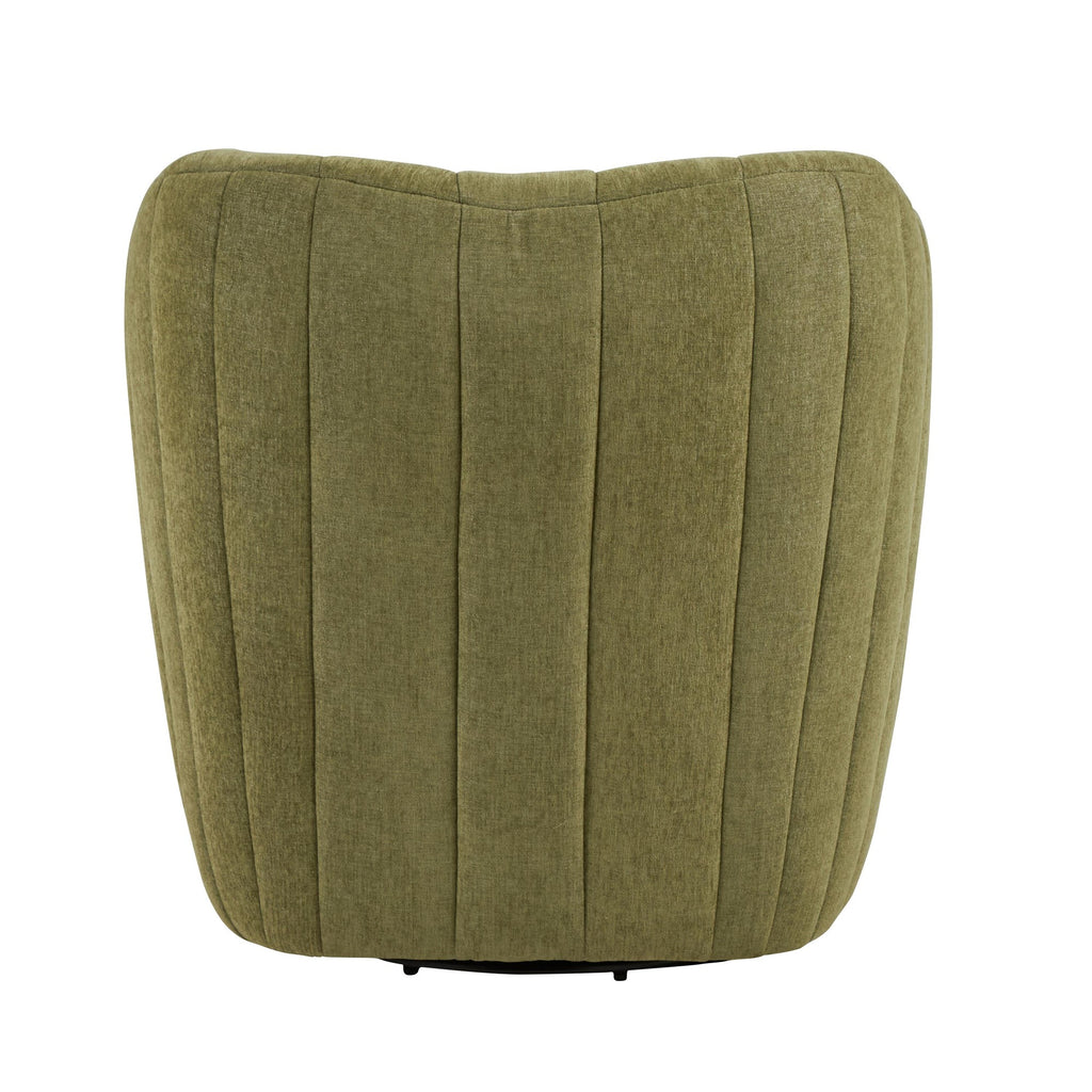 Finley Upholstered Swivel Accent Chair - Green Fabric, Black Metal