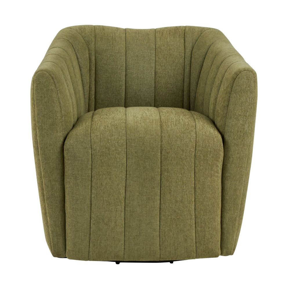 Finley Upholstered Swivel Accent Chair - Green Fabric, Black Metal