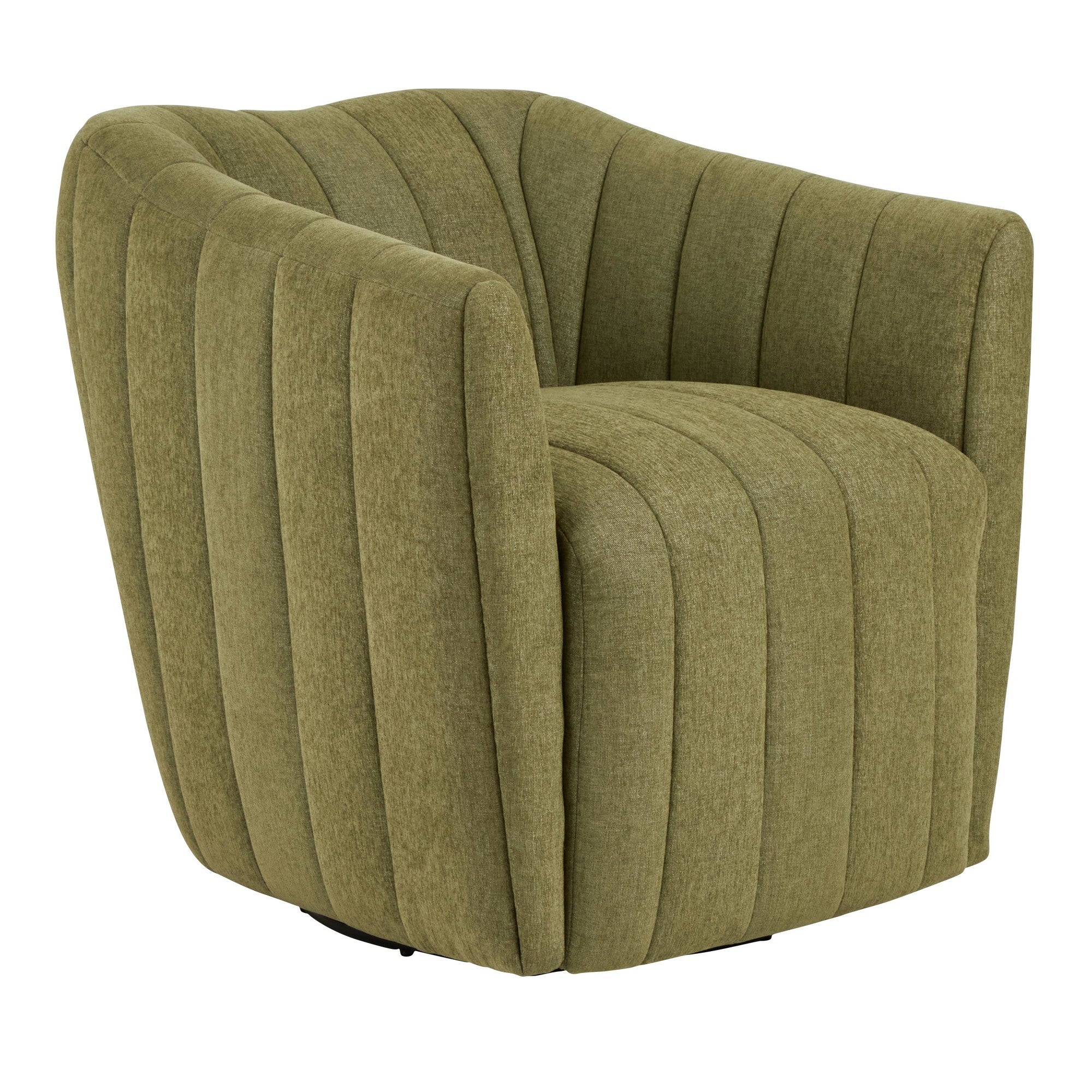 Finley Upholstered Swivel Accent Chair - Green Fabric, Black Metal