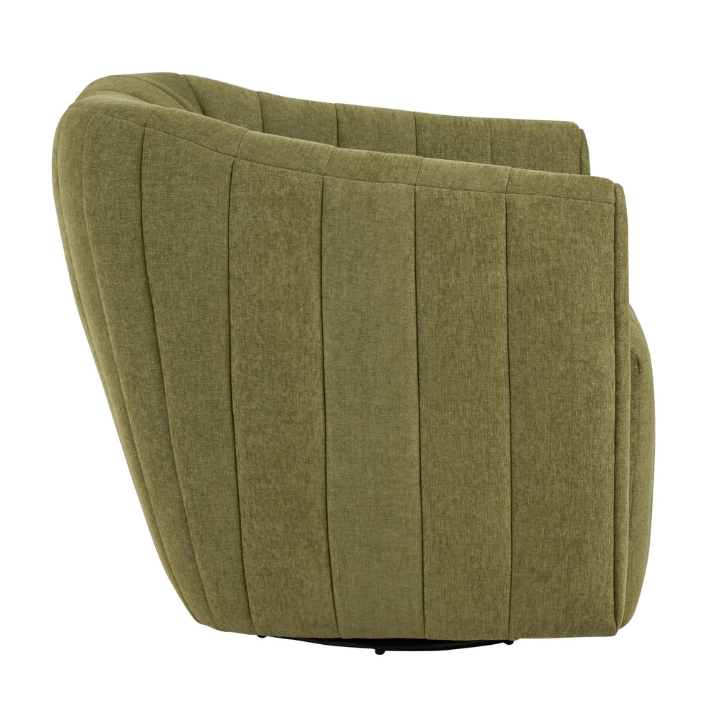 Finley Upholstered Swivel Accent Chair - Green Fabric, Black Metal