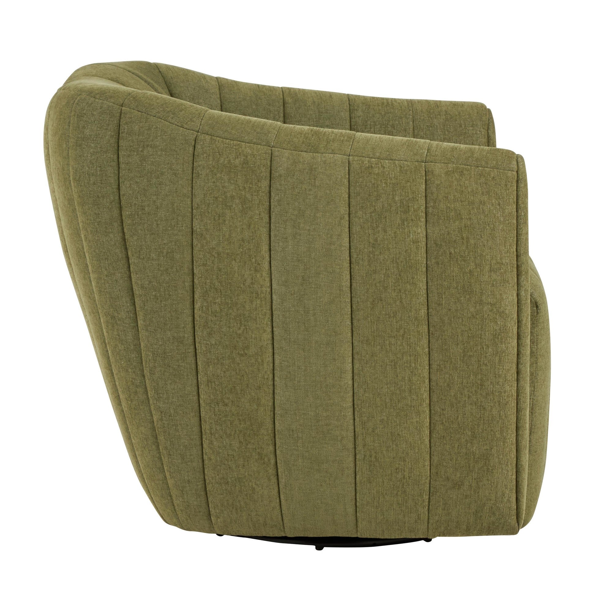 Finley Upholstered Swivel Accent Chair - Green Fabric, Black Metal