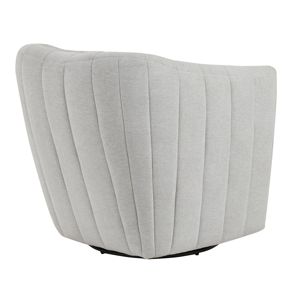 Finley Upholstered Swivel Accent Chair - Chalk Fabric, Black Metal