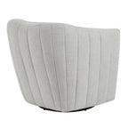 Finley Upholstered Swivel Accent Chair - Chalk Fabric, Black Metal