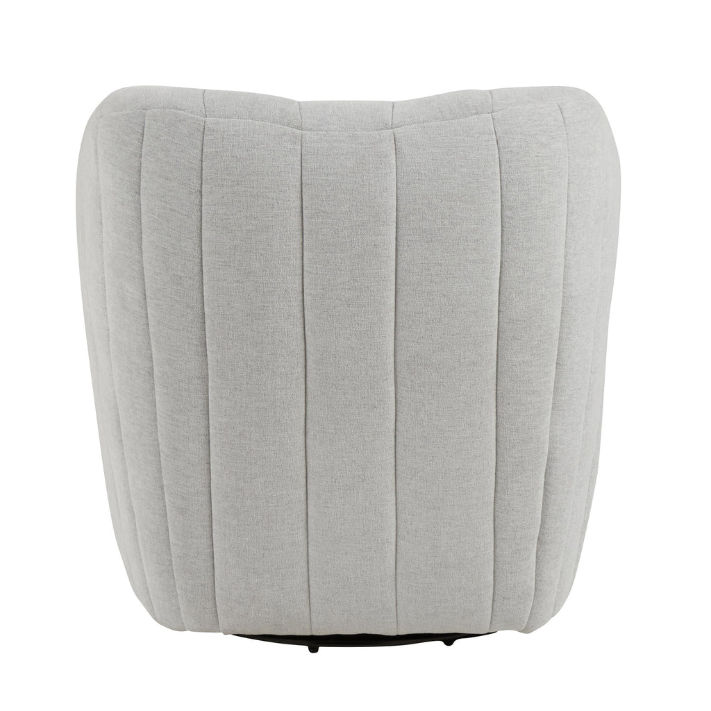 Finley Upholstered Swivel Accent Chair - Chalk Fabric, Black Metal