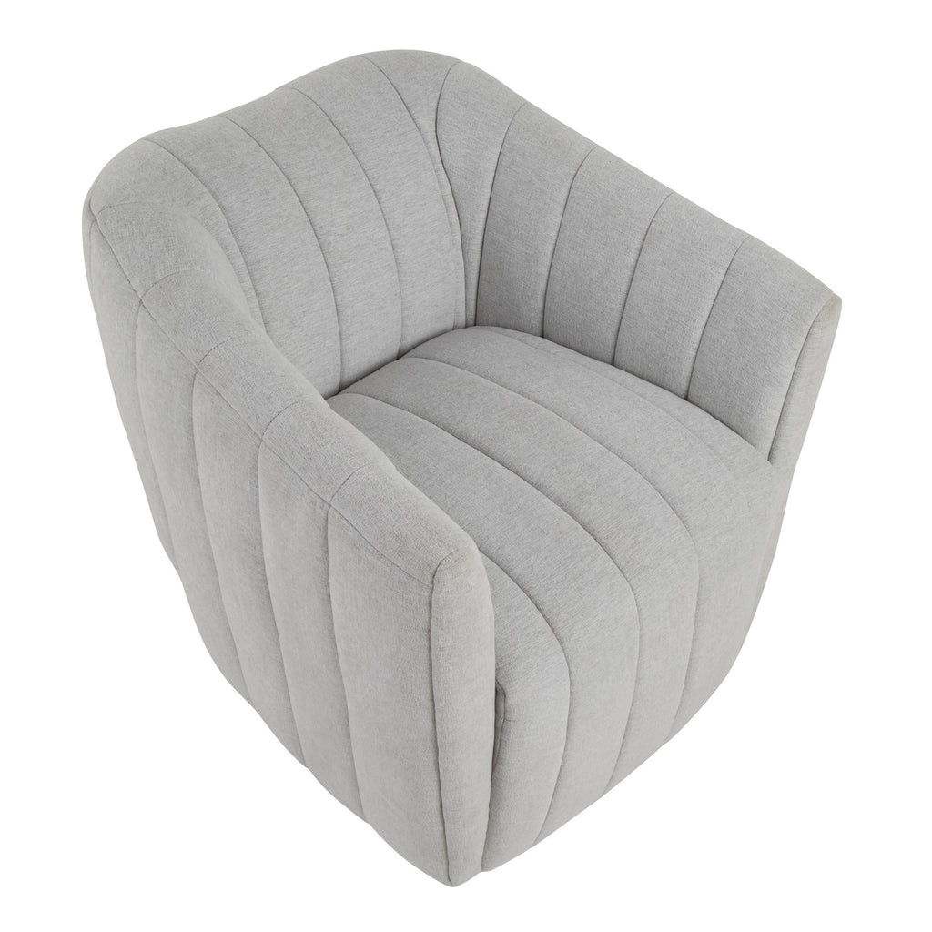 Finley Upholstered Swivel Accent Chair - Chalk Fabric, Black Metal