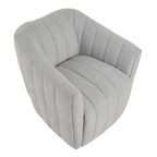 Finley Upholstered Swivel Accent Chair - Chalk Fabric, Black Metal