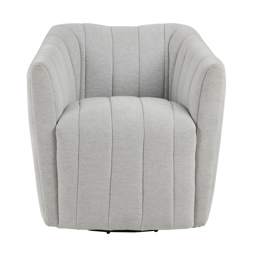 Finley Upholstered Swivel Accent Chair - Chalk Fabric, Black Metal