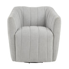 Finley Upholstered Swivel Accent Chair - Chalk Fabric, Black Metal