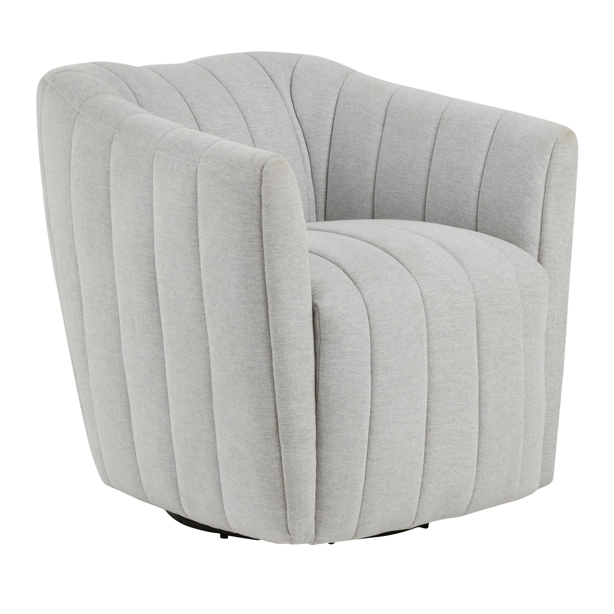 Finley Upholstered Swivel Accent Chair - Chalk Fabric, Black Metal