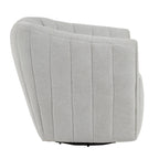 Finley Upholstered Swivel Accent Chair - Chalk Fabric, Black Metal