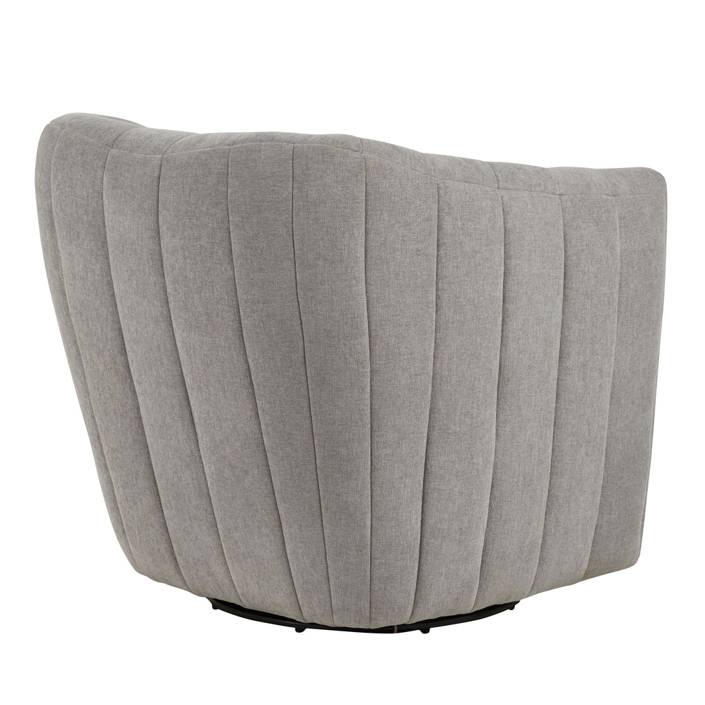 Finley Upholstered Swivel Accent Chair - Taupe Fabric, Black Metal