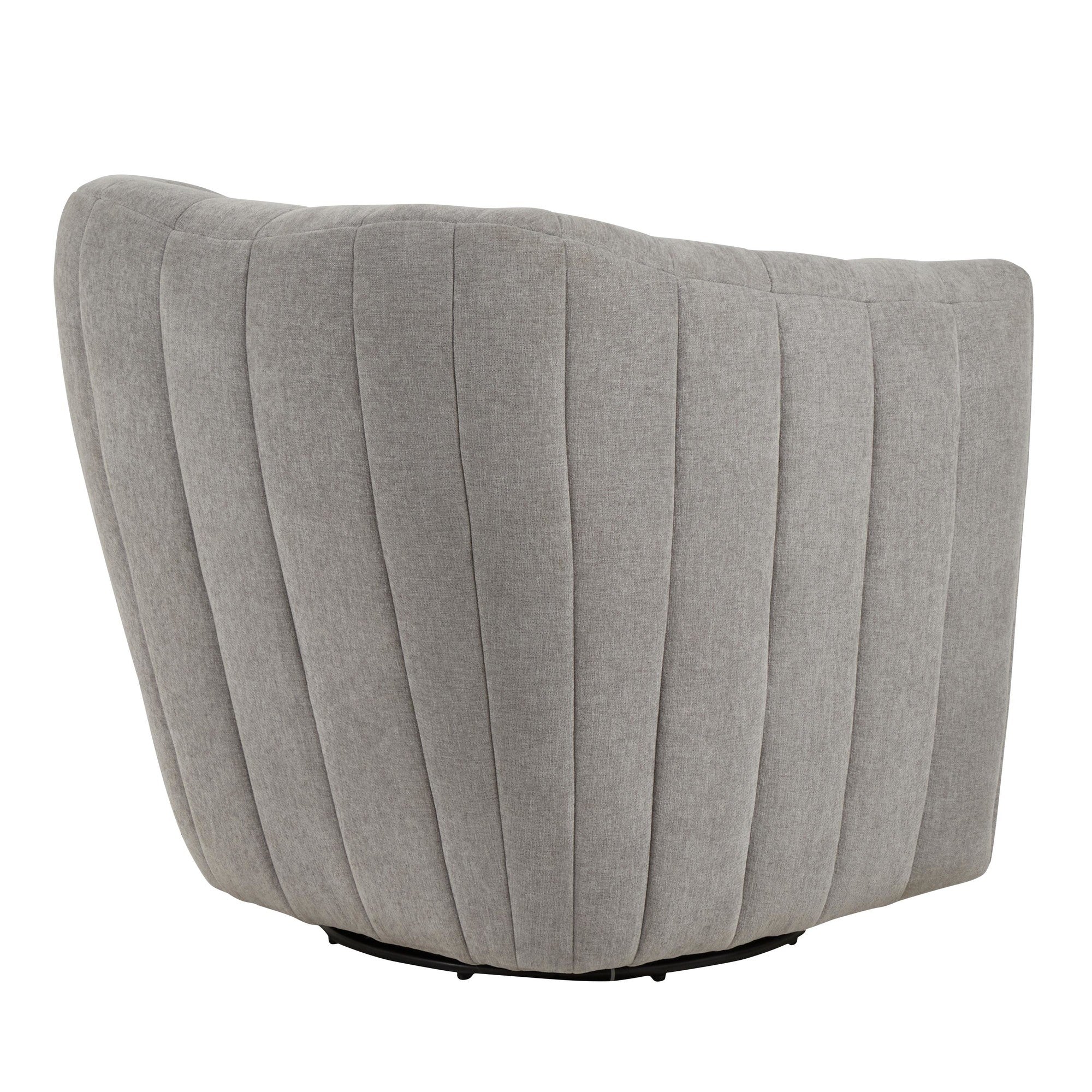 Finley Upholstered Swivel Accent Chair - Taupe Fabric, Black Metal