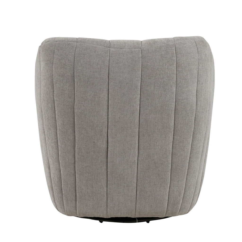 Finley Upholstered Swivel Accent Chair - Taupe Fabric, Black Metal