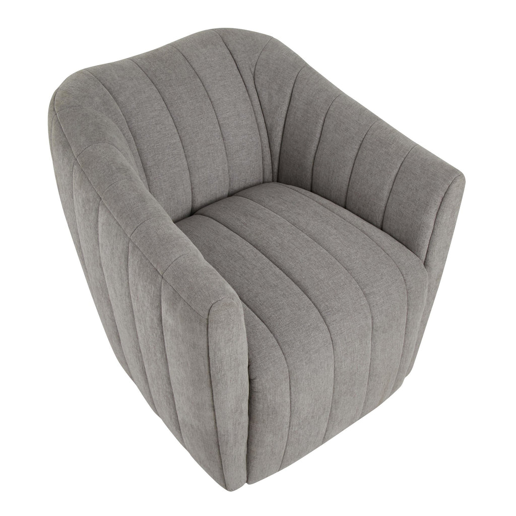 Finley Upholstered Swivel Accent Chair - Taupe Fabric, Black Metal