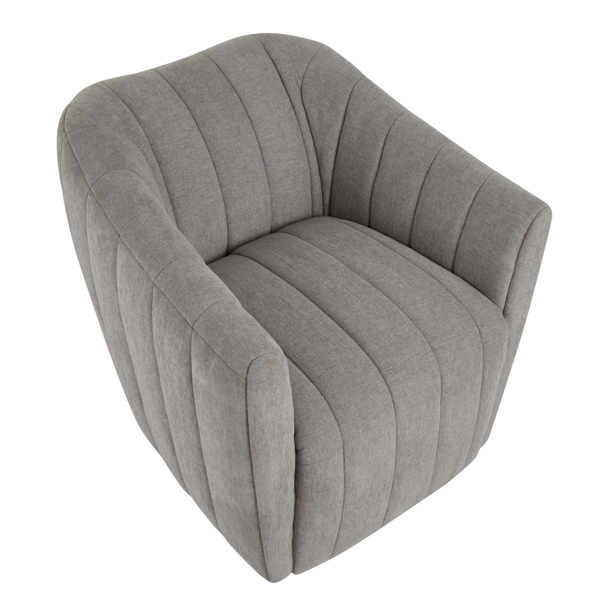 Finley Upholstered Swivel Accent Chair - Taupe Fabric, Black Metal