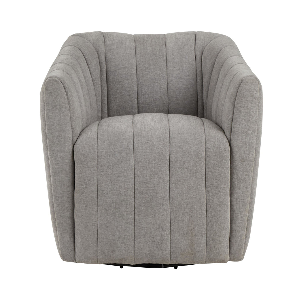 Finley Upholstered Swivel Accent Chair - Taupe Fabric, Black Metal