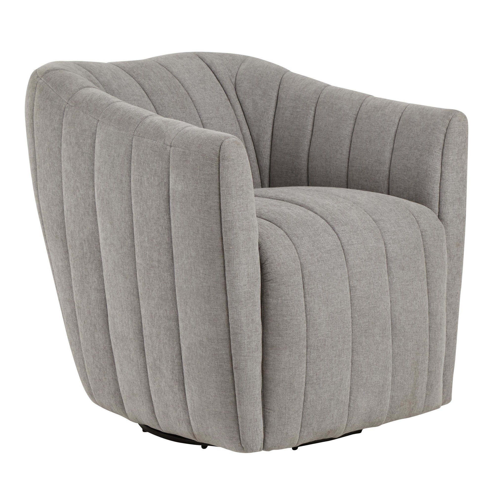 Finley Upholstered Swivel Accent Chair - Taupe Fabric, Black Metal