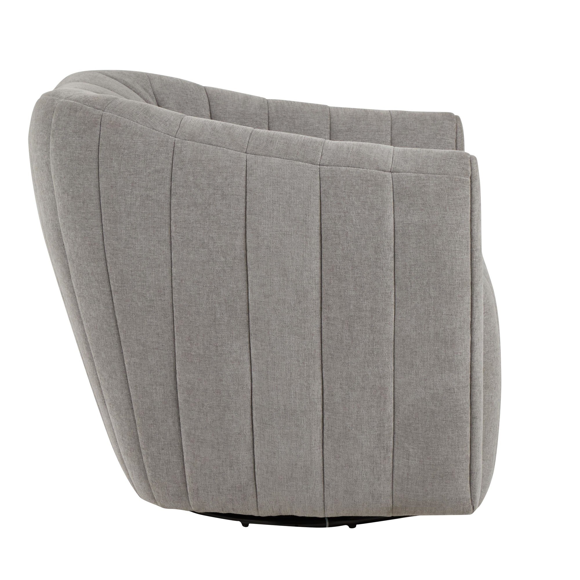 Finley Upholstered Swivel Accent Chair - Taupe Fabric, Black Metal