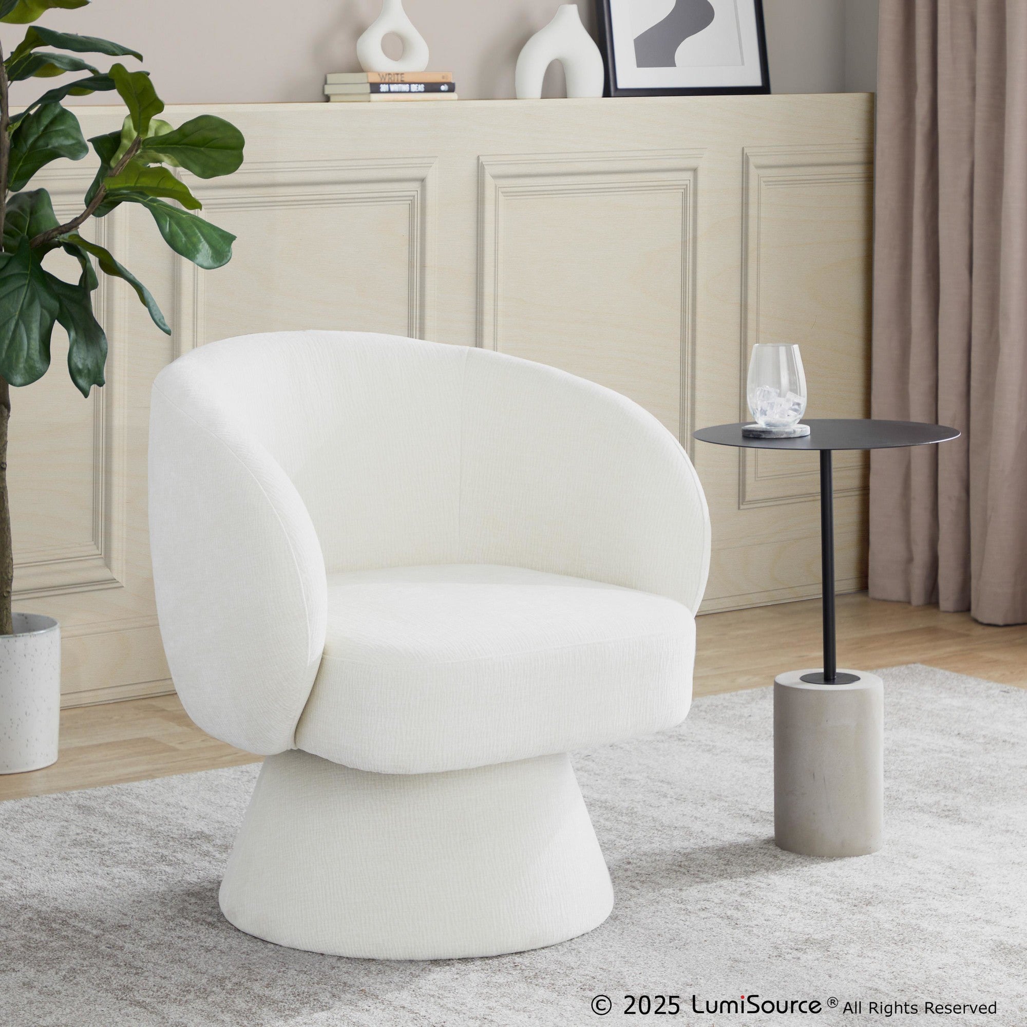 Fran Swivel Accent Chair - Cream Fabric