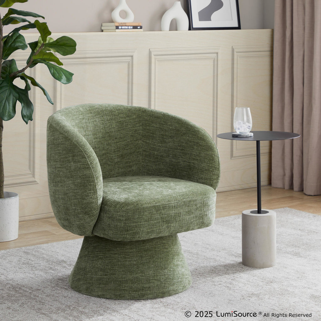 Fran Swivel Accent Chair - Green Fabric