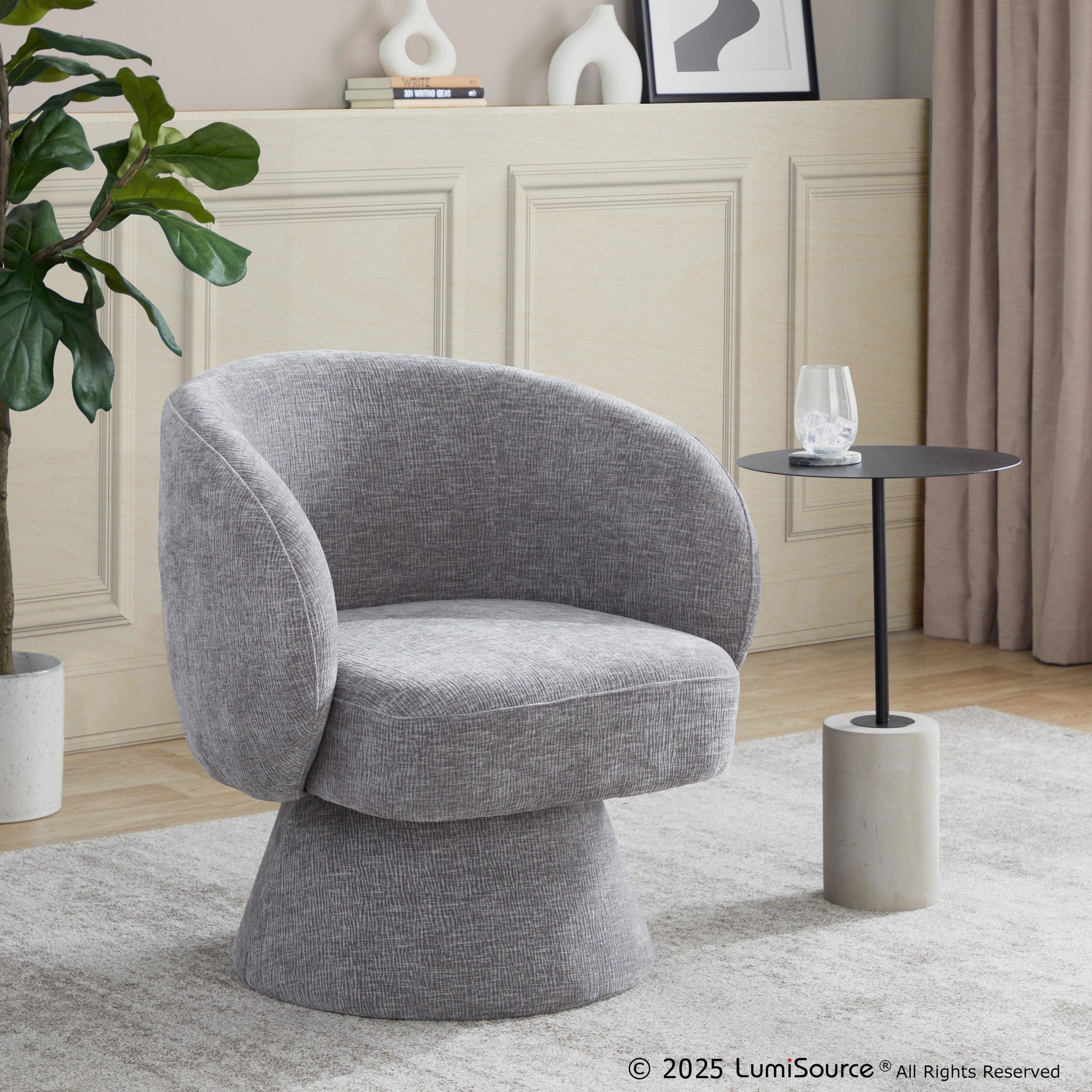 Fran Swivel Accent Chair - Grey Fabric