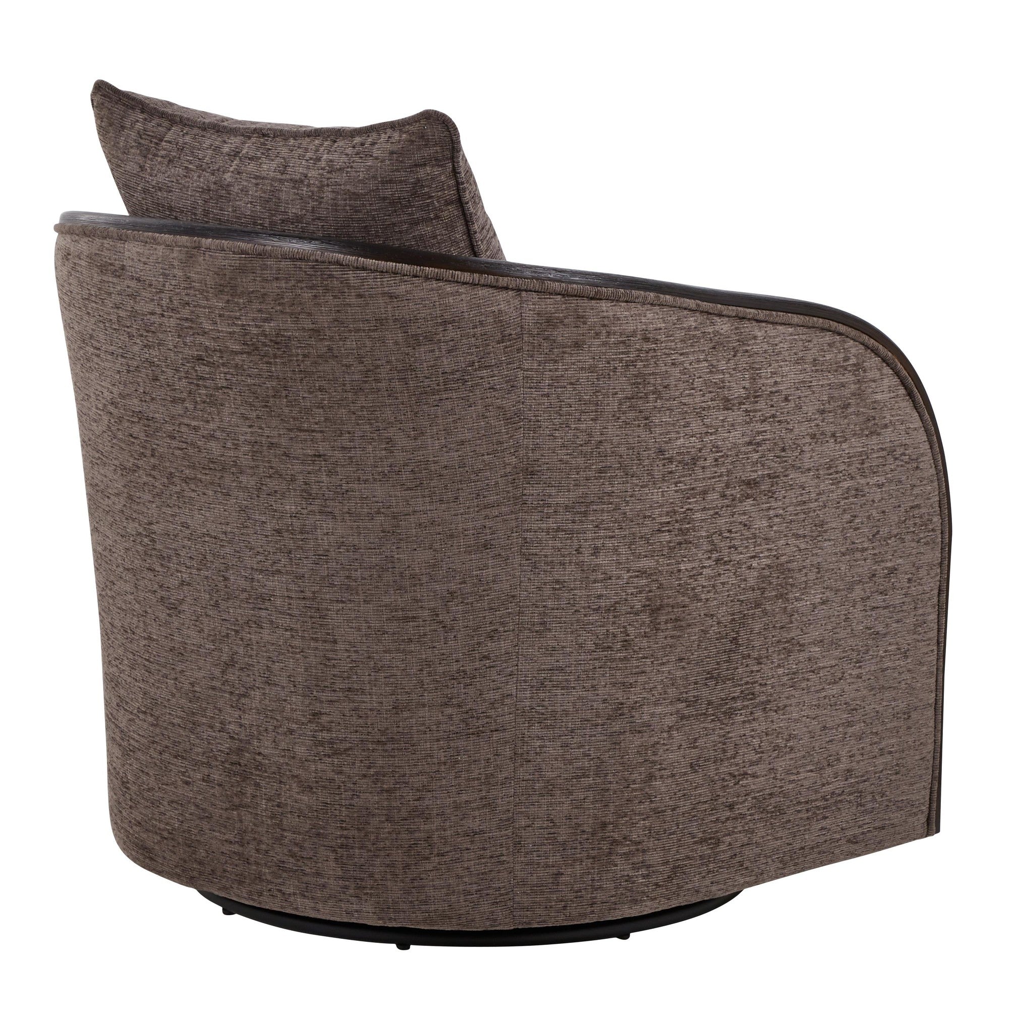 Gemma Swivel Accent Chair - Mocha Fabric, Espresso Wood