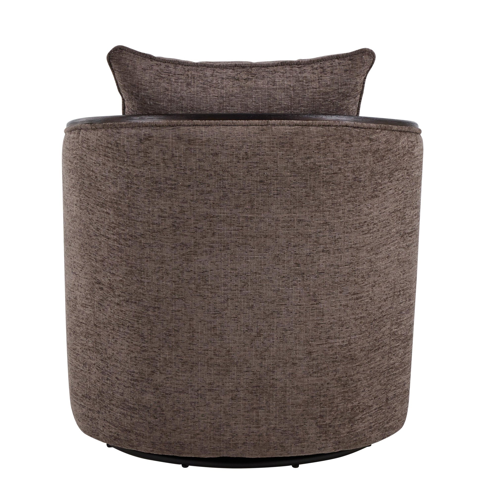 Gemma Swivel Accent Chair - Mocha Fabric, Espresso Wood